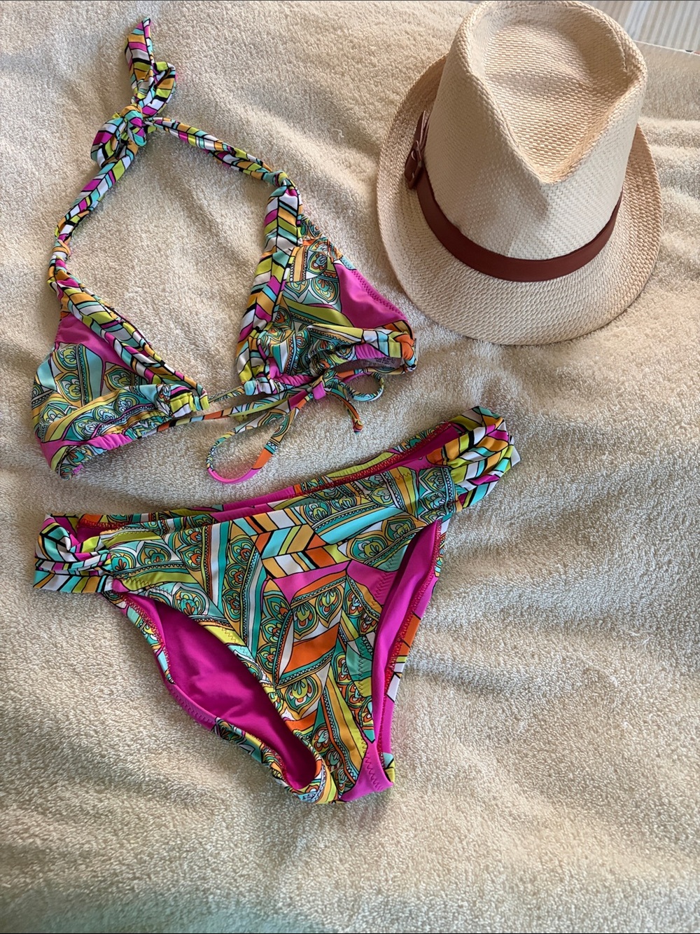 Trina Turk Pink Multicolor Patterned Bikini Set-Top 8, Bottom 10